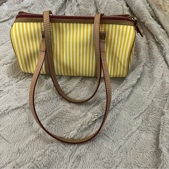 Dooney and Bourke Yellow and White Striped Barrel Bag - Picture 4 of 12